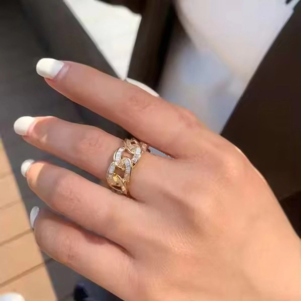 Noble Chain Linked Rings for Women Luxury Cubic Zirconia Finger Jewelry