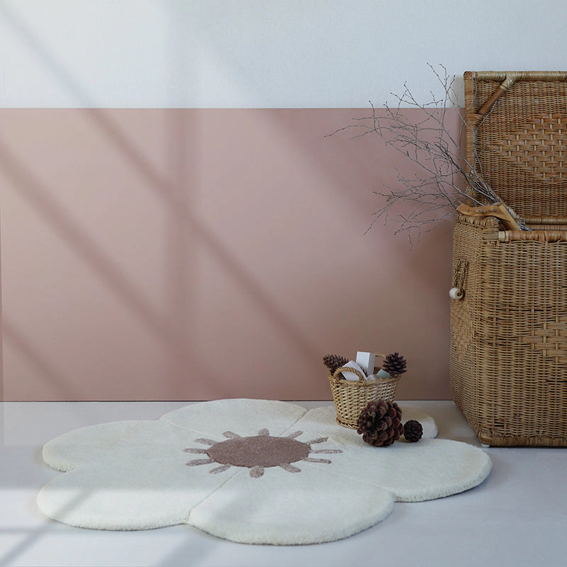 Nattiot Wool Kid'S Rug With Flower Shape Daisy