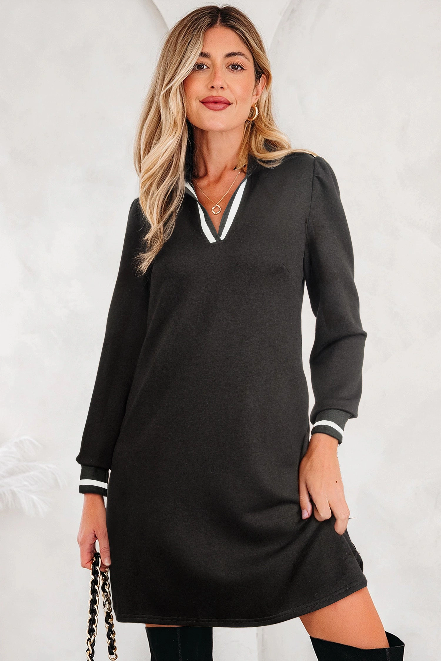 Threaded Pear Women's Edith Sleeve Shift Mini Dress