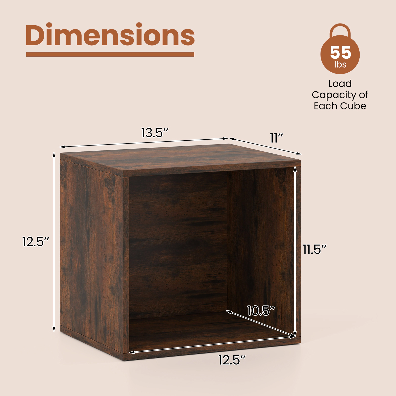 SlickBlue Cube Storage Organizer Shelf, Engineered Wood