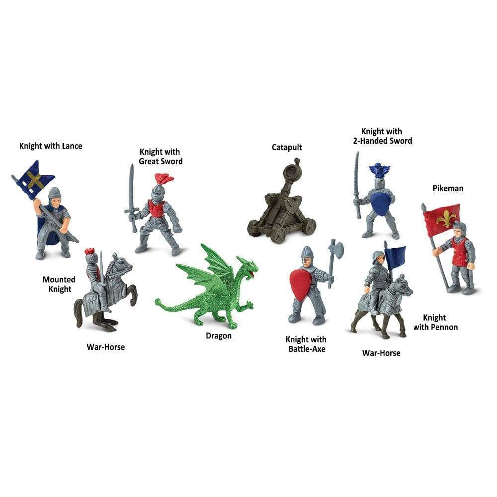 Safari Ltd. - Mini Knights & Dragons TOOB - contains 9 Mini Figurines