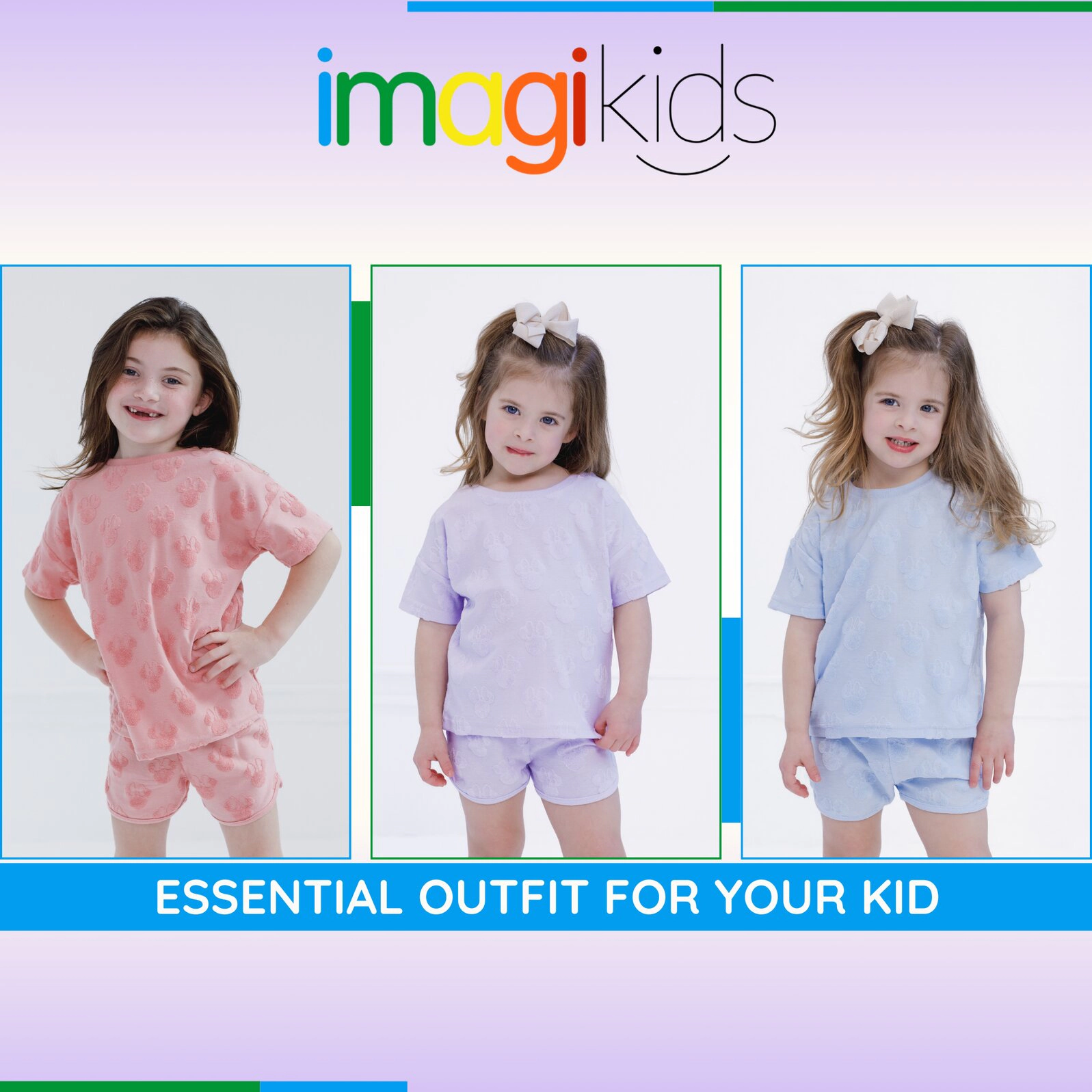 Disney Minnie Mouse Girls' Loop Terry T-Shirt and Shorts Set