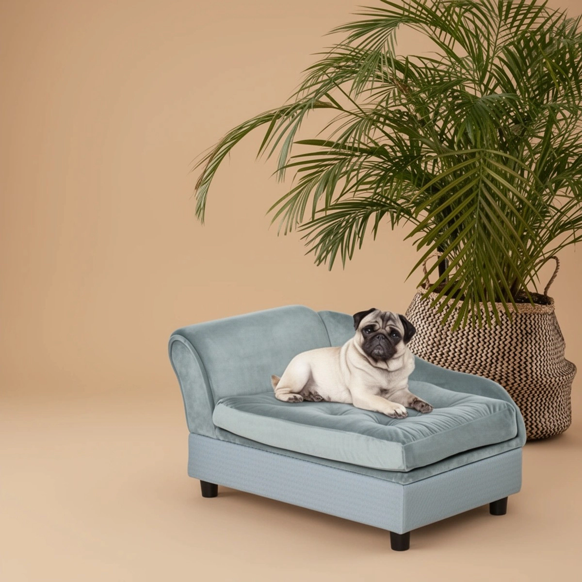 212 Main PawHut Luxury Fancy Dog Bed for Small Dogs with Hidden Storage, Gray