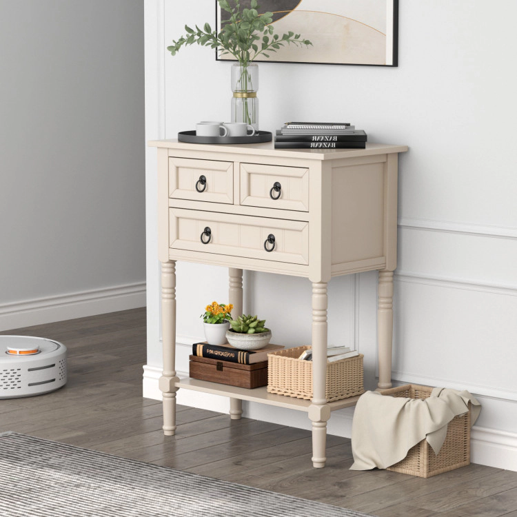 Hivvago Compact Entry Console with Multiple Drawers and Open Storage Shelf