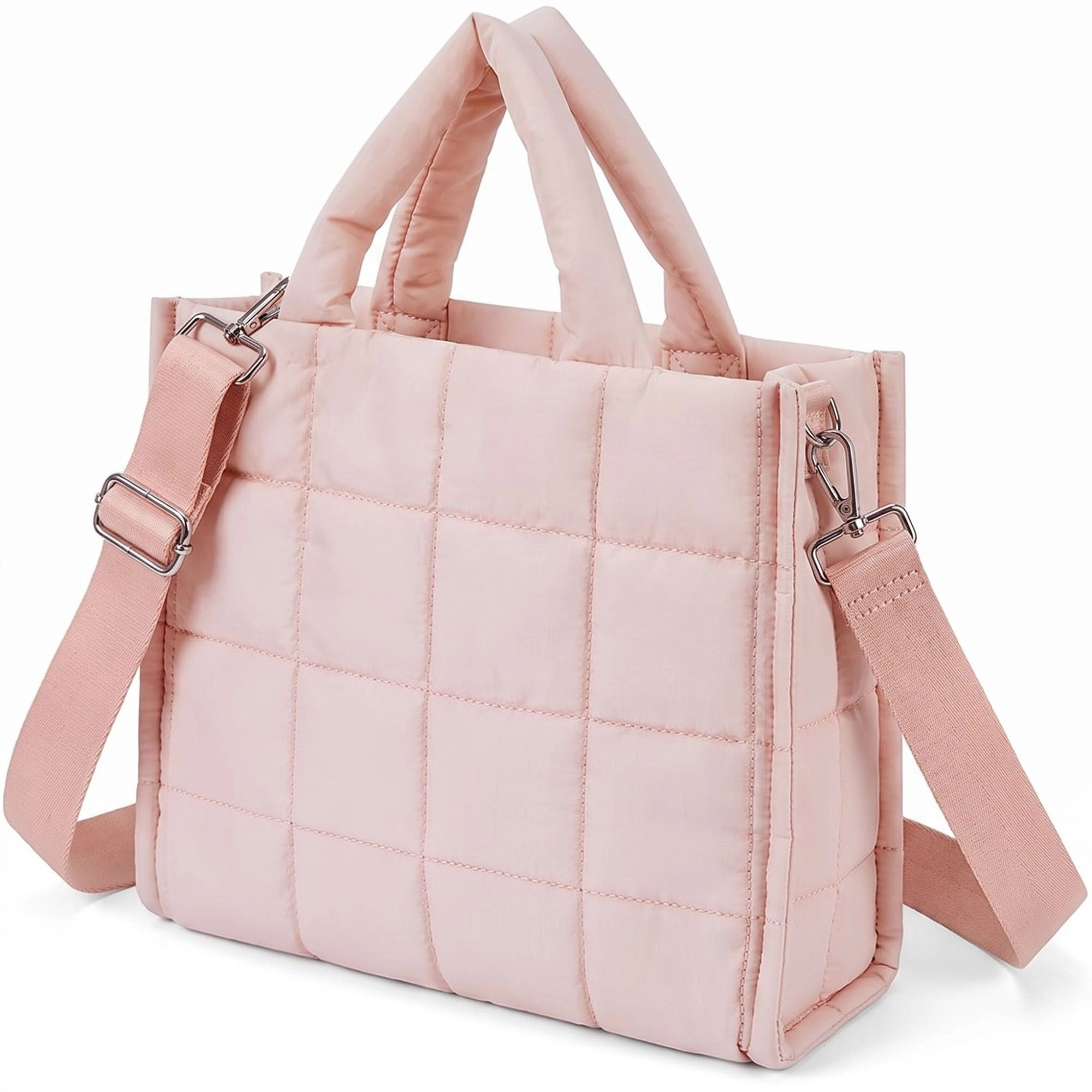 Alilang Women's Quilted Puffer Tote Bag with Top Handles and Adjustable Crossbody Strap 11x10x5.5in