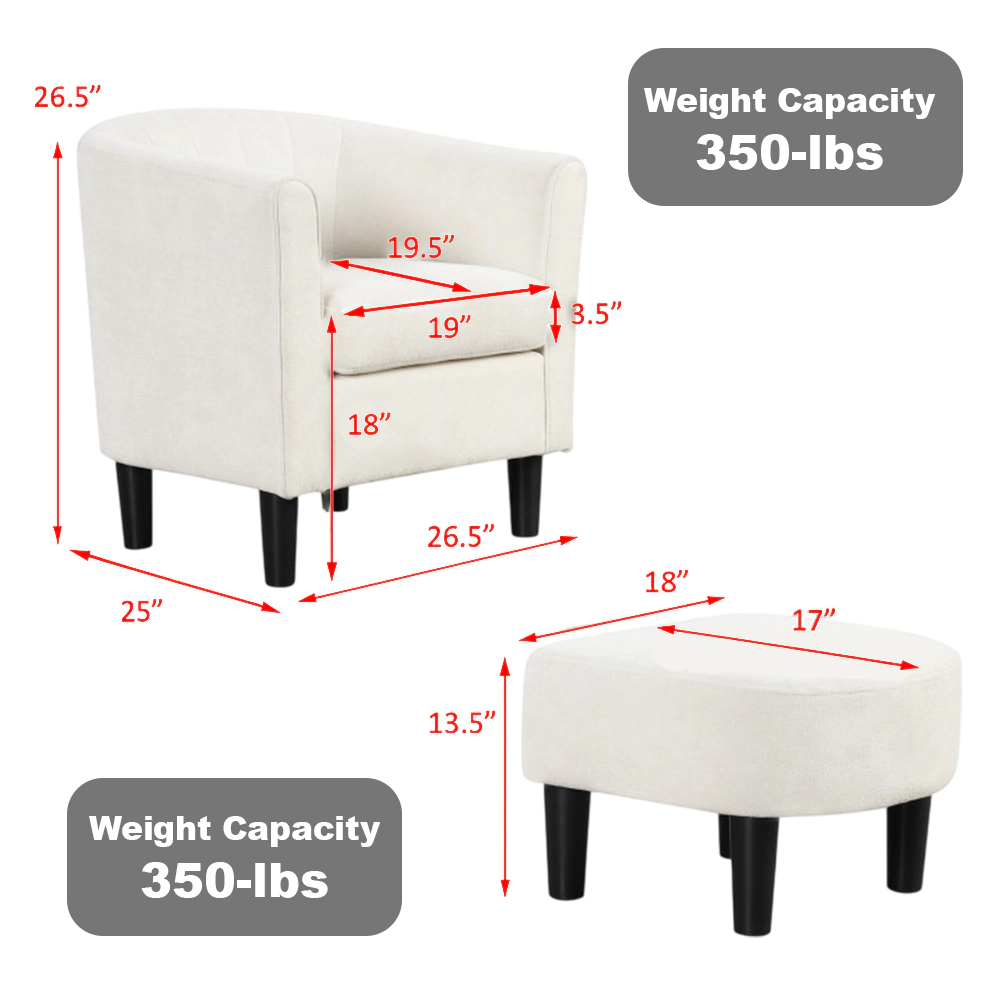 Hivvago Teddy Fabric Armchair with Matching Footrest