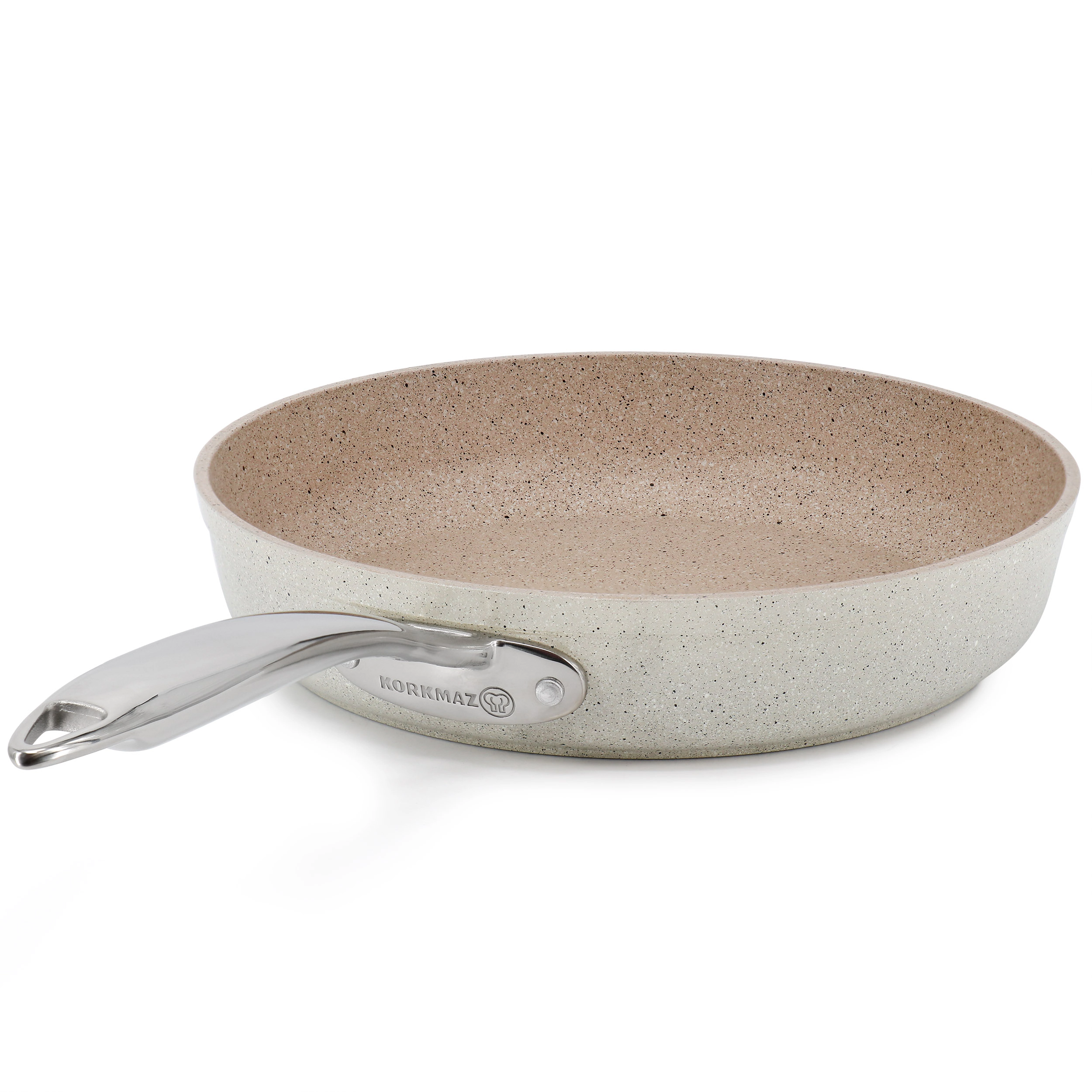 Korkmaz Granita Aluminum Nonstick 12 Inch Frying Pan in Tan