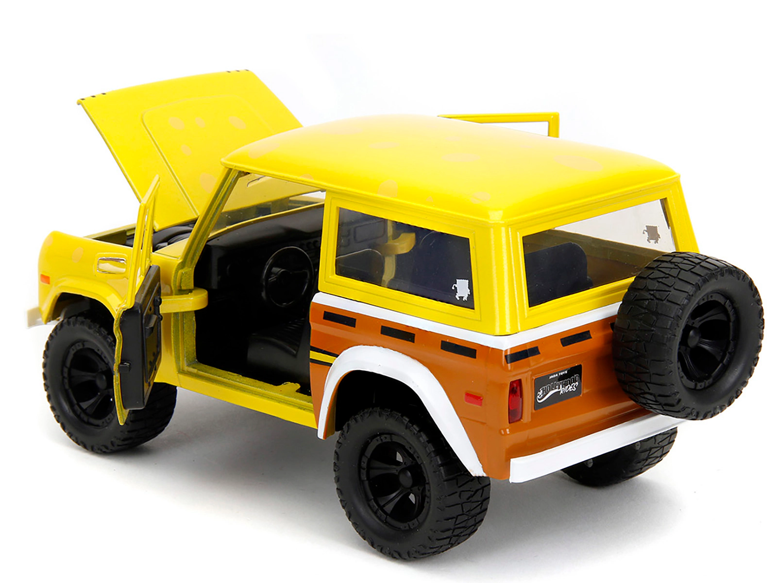 Jada 1973 Ford Bronco Yellow with Graphics and SpongeBob SquarePants Diecast Figure "SpongeBob SquarePants"