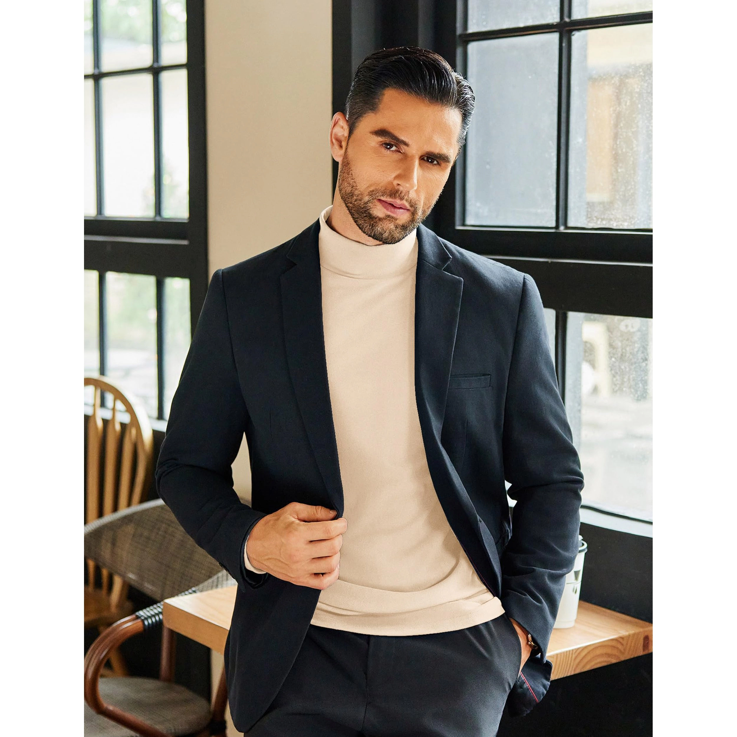 COOFANDY Men's Slim Fit Long Sleeve Mock Neck Top