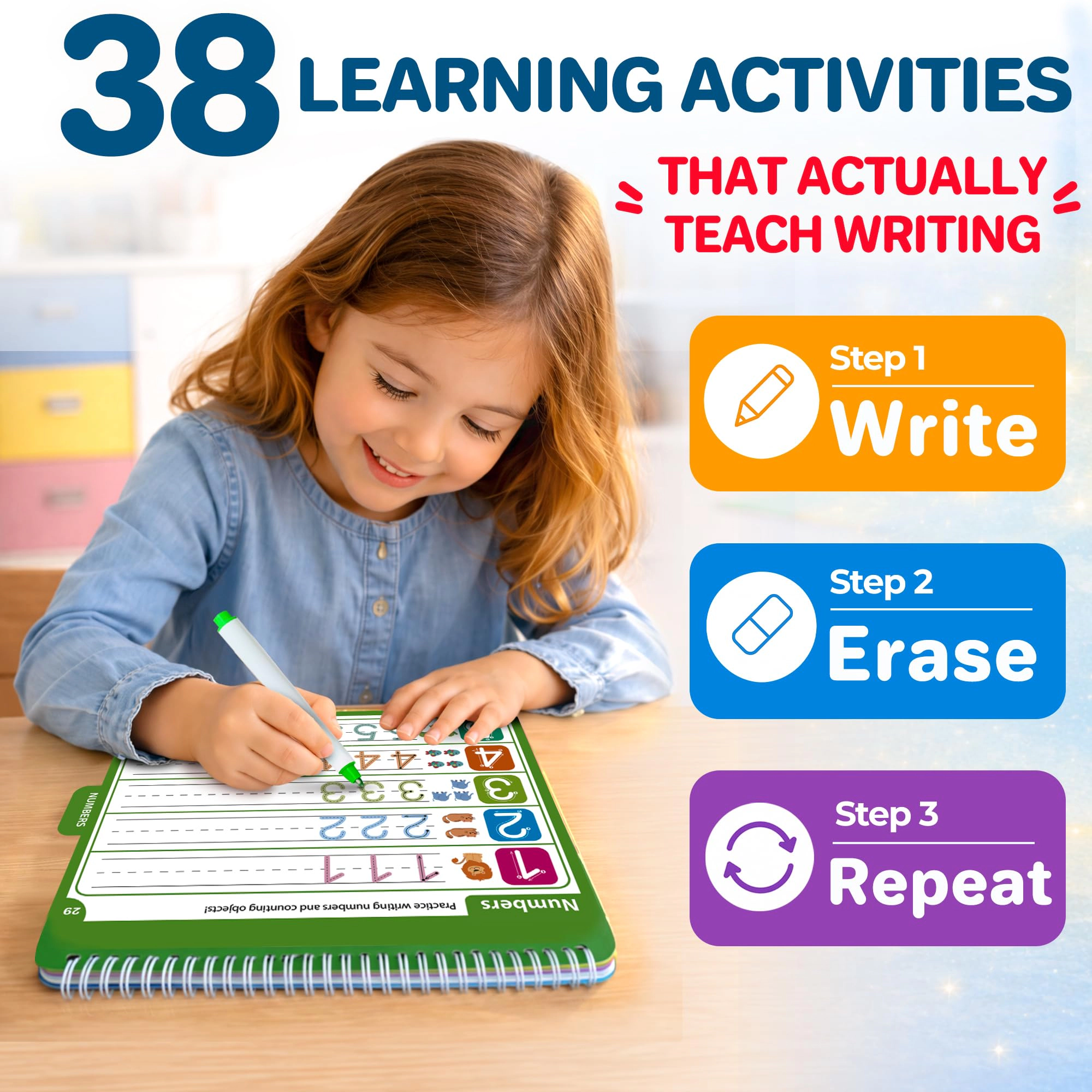QUOKKA Kids Tracing Activity Books Set with Dry-Erase Pages and Markers