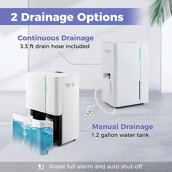 SlickBlue Large Room Dehumidifier with LED Display, Auto Drain and Timer