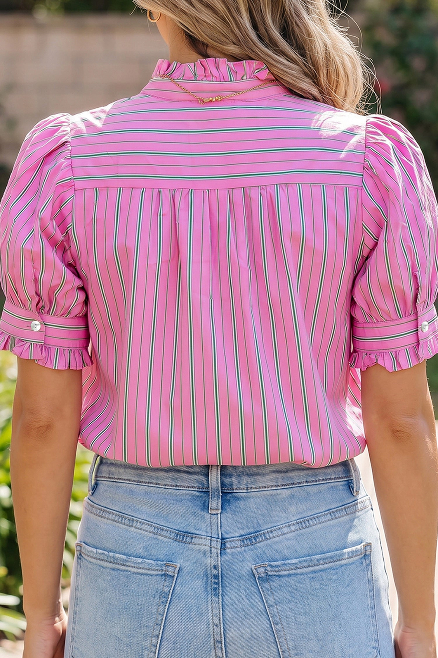 Threaded Pear Women's Tiffany Short Puff Sleeve Blouse