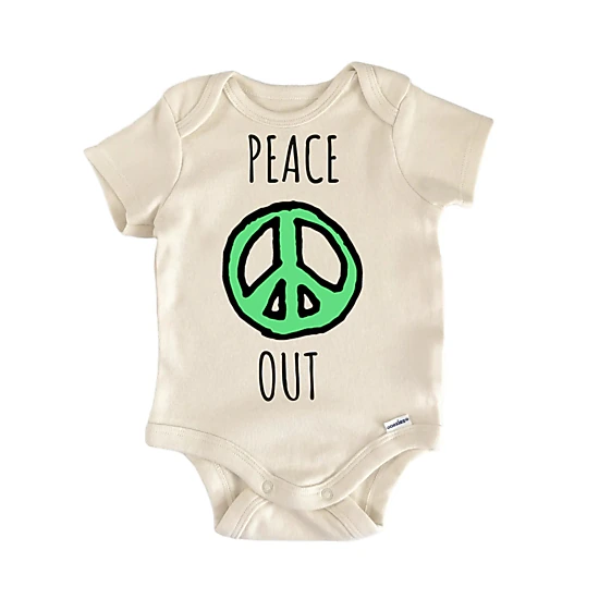 NOFO VIBES Unisex Peace Out Hippie Groovy Symbol Baby Gift Baby ...