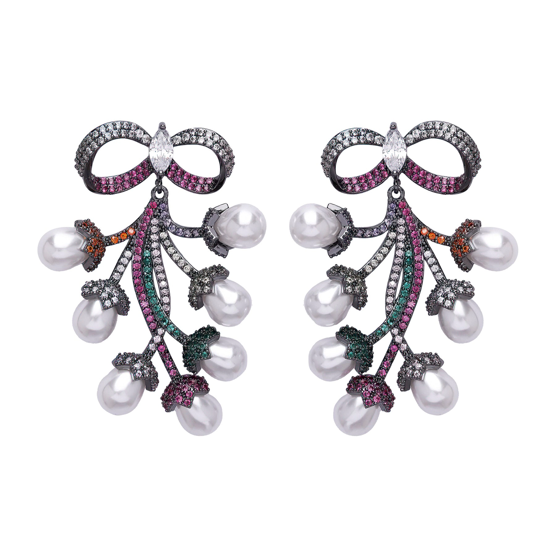 AGP PARIS Womens Diva Bow Shaped Grapevine Drop Earrings