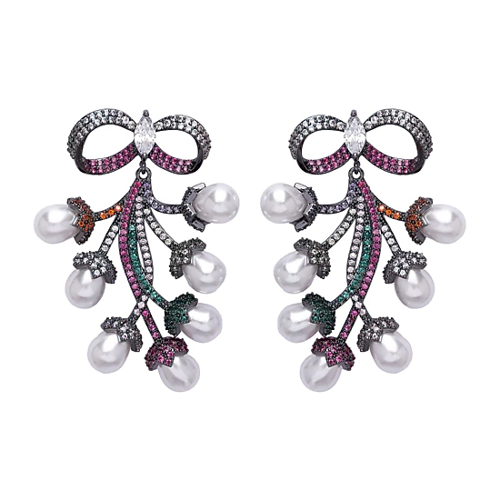AGP PARIS Womens Diva Bow Shaped Grapevine Drop Earrings
