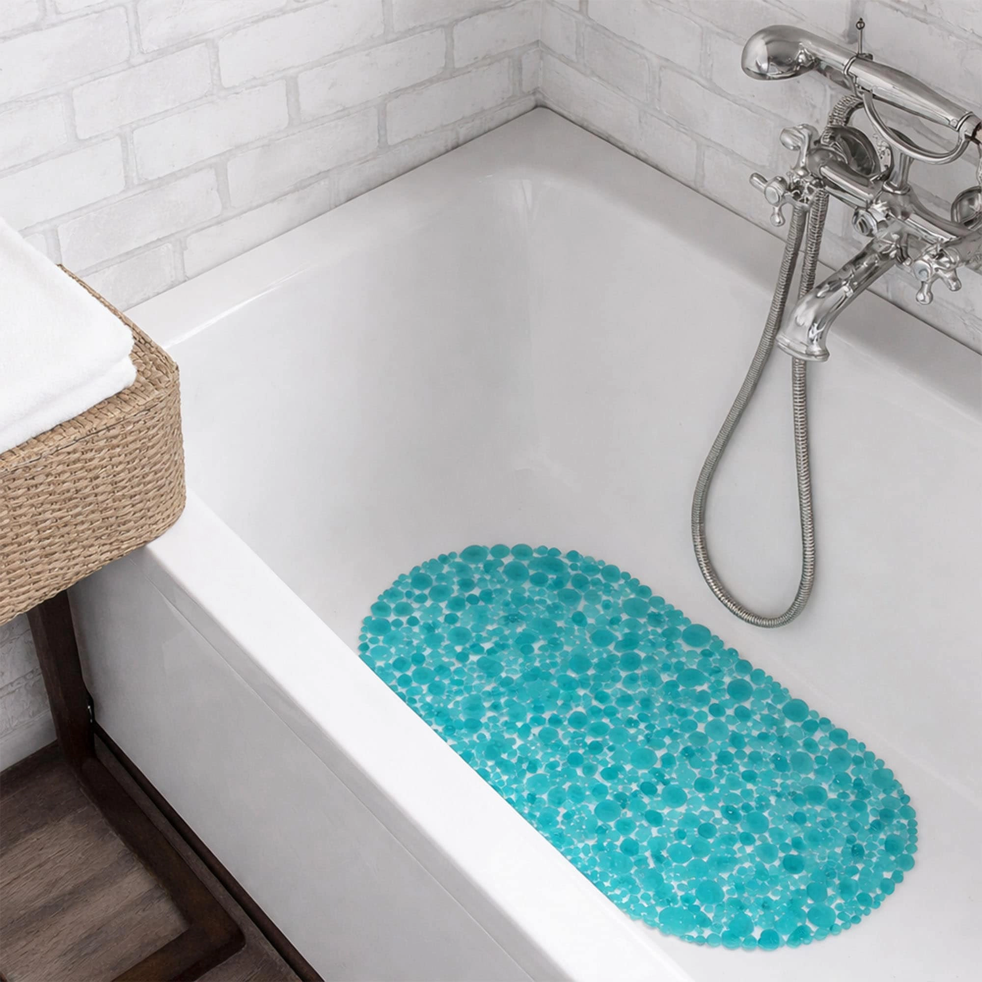 Evideco French Home Goods Oval Non-Slip PVC Bathtub Mat, 28 x 15 inches