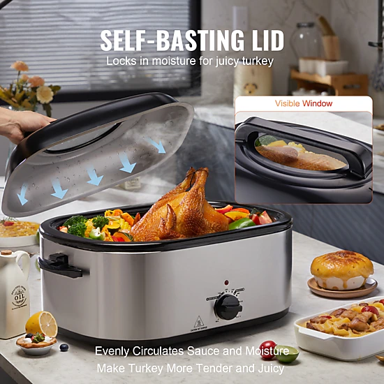 HONGGE Roaster Oven, Turkey Roaster Oven with Self-Basting Lid