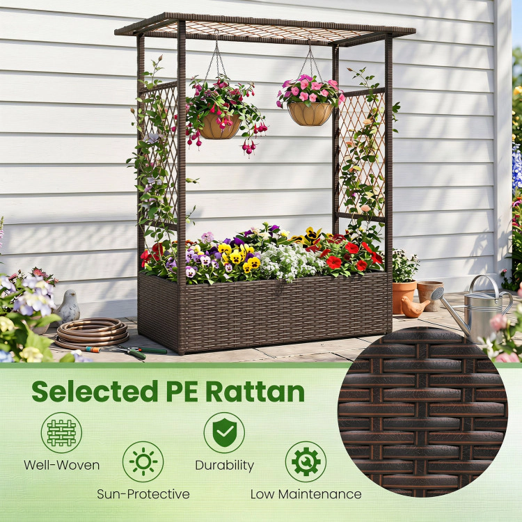 Hivvago 2-in-1 Raised Garden Bed with Hanging Roof and Trellises
