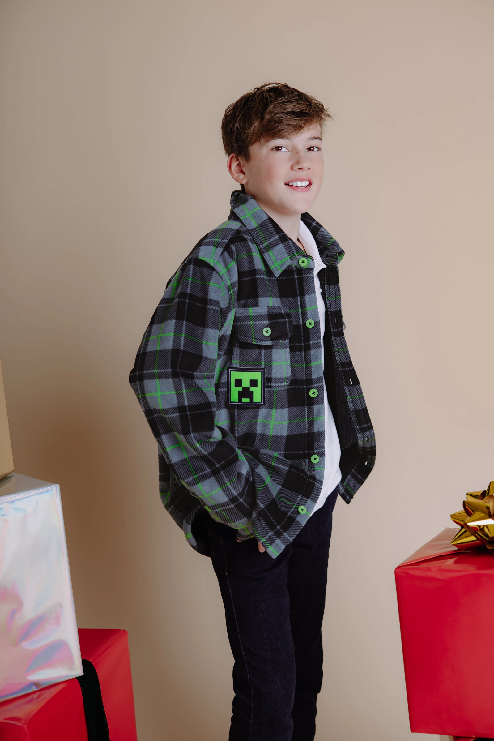 Minecraft Creeper Boys' Fleece Lined Shacket