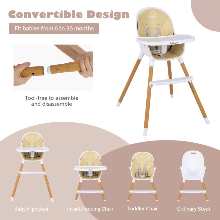 Hivvago 4-in-1 Convertible Baby High Chair Infant Feeding