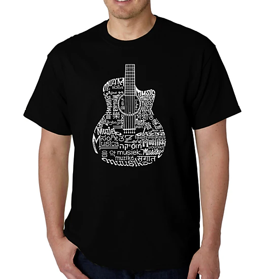 LA Pop Art Men's Guitar Word Art T-Shirt