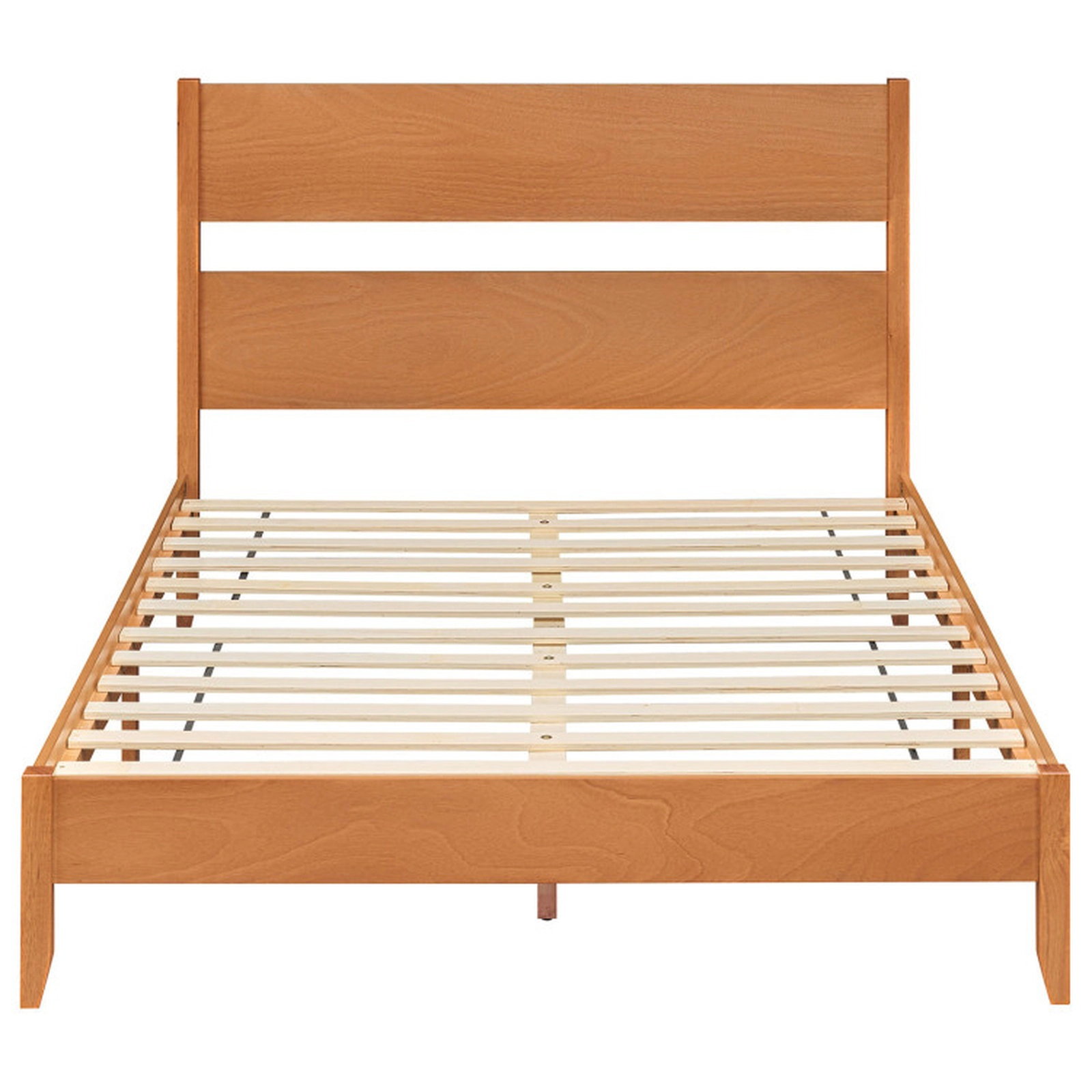 SUGIFT Queen Bed Frame with Headboard and Solid Wood Legs 800-lb Capacity Warm Brown/Dark Walnut