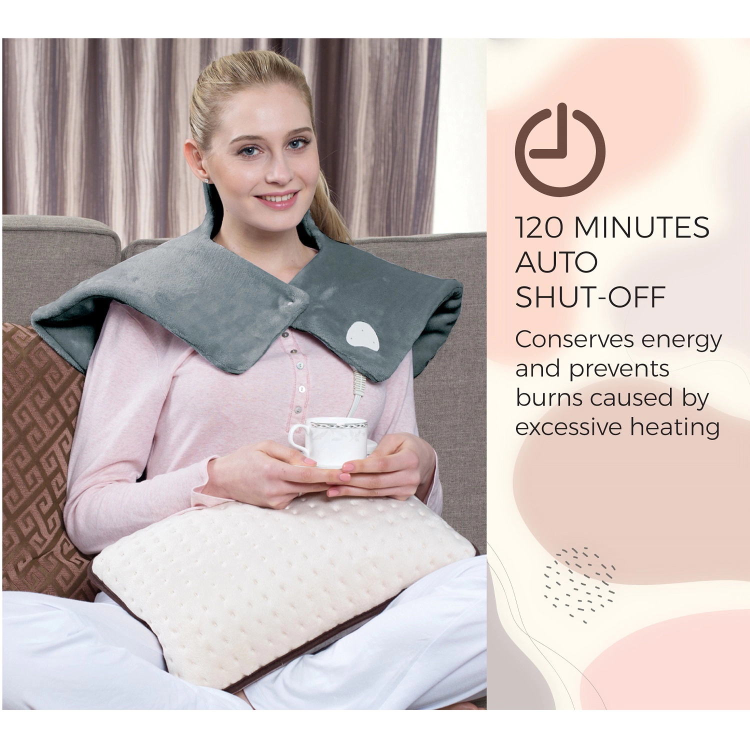 Pursonic Unisex Comfort & Wellness Bundle: Electric Neck & Shoulder Heating Pad + Memory Foam Travel Pillow