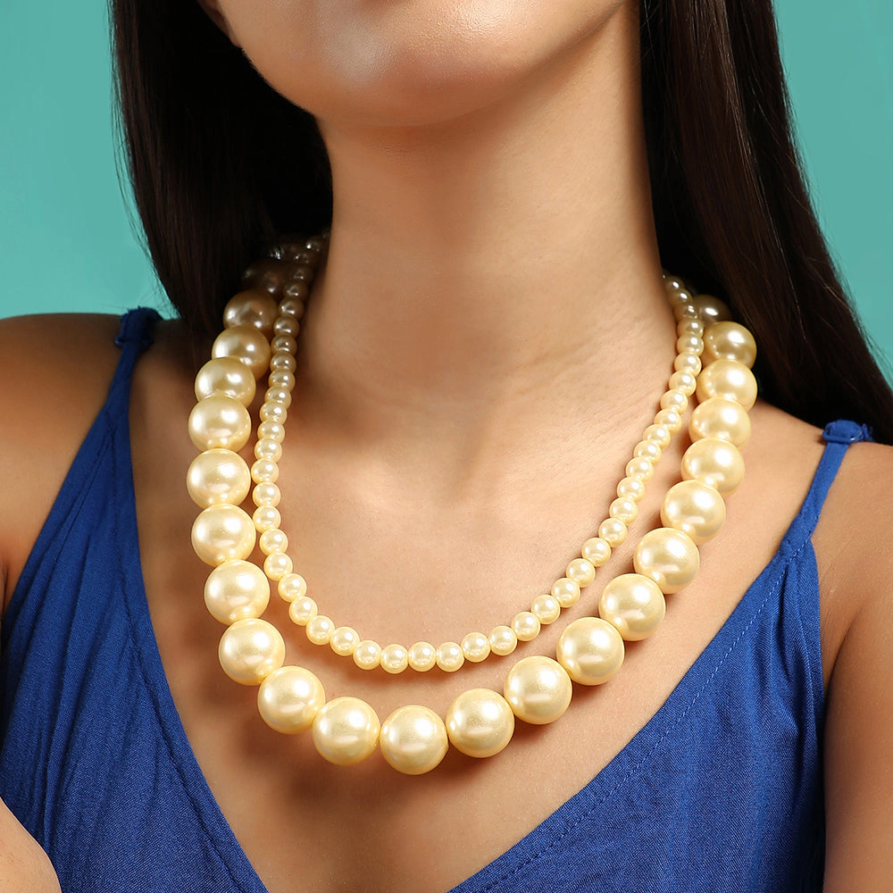 SOHI Women's Ivory White the Jackie Multi-Layer Necklace
