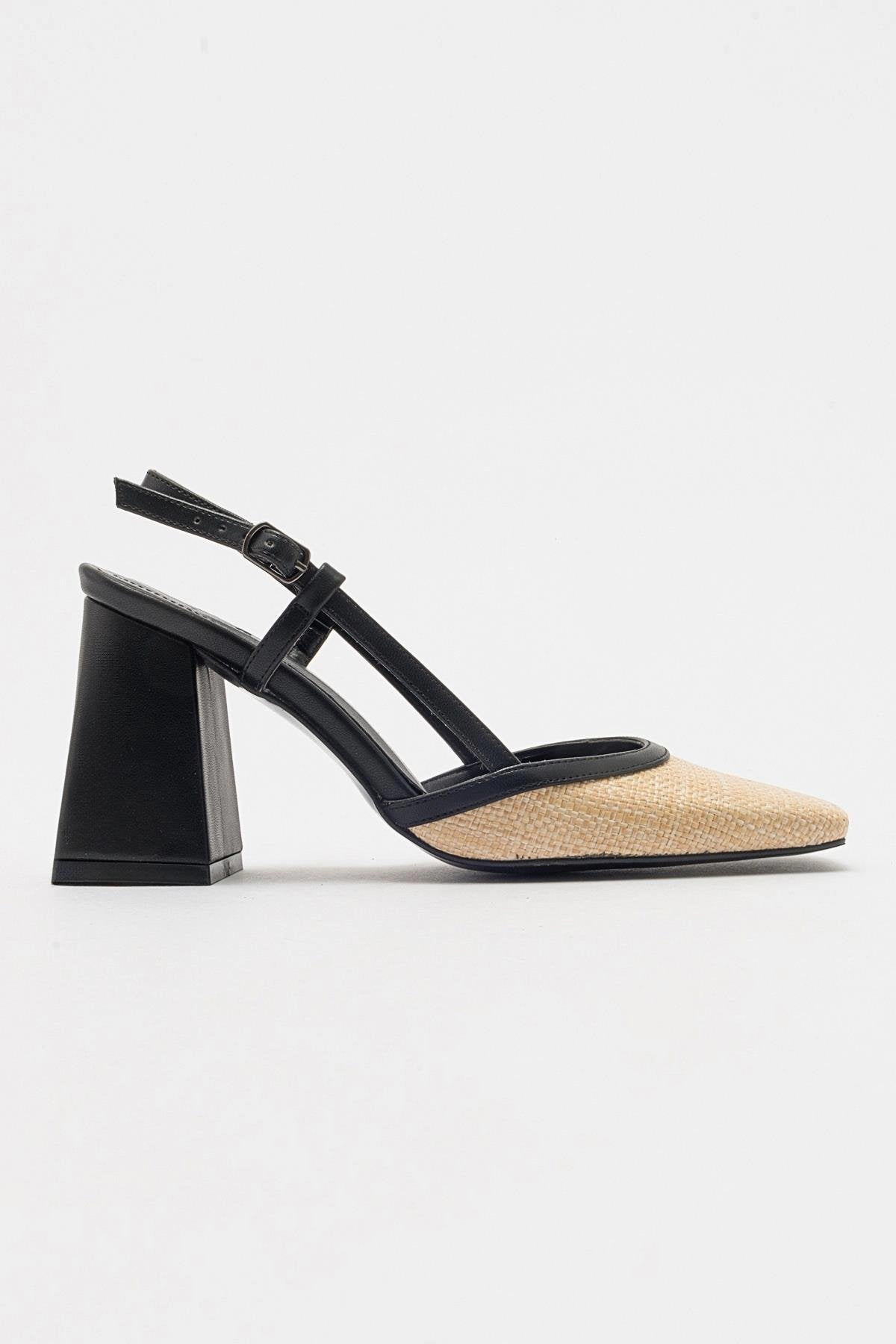 Prologue Shoes Womens Rivie Raffia Square Toe Block Heel Pump