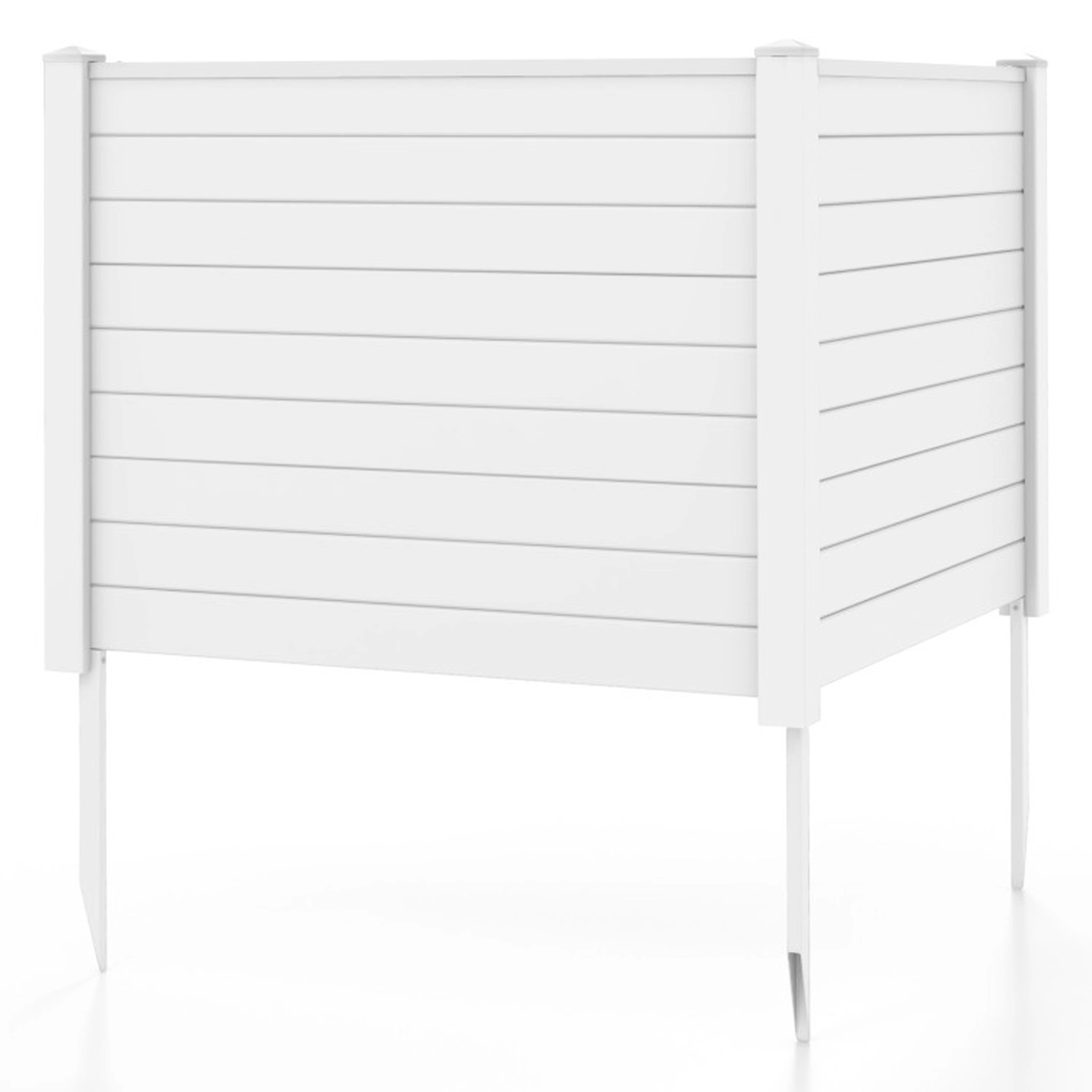 SUGIFT White PVC Air Conditioner Privacy Fence with 2 Panels and 20-in Ground Stakes 48-in W 48-in D 55-in H