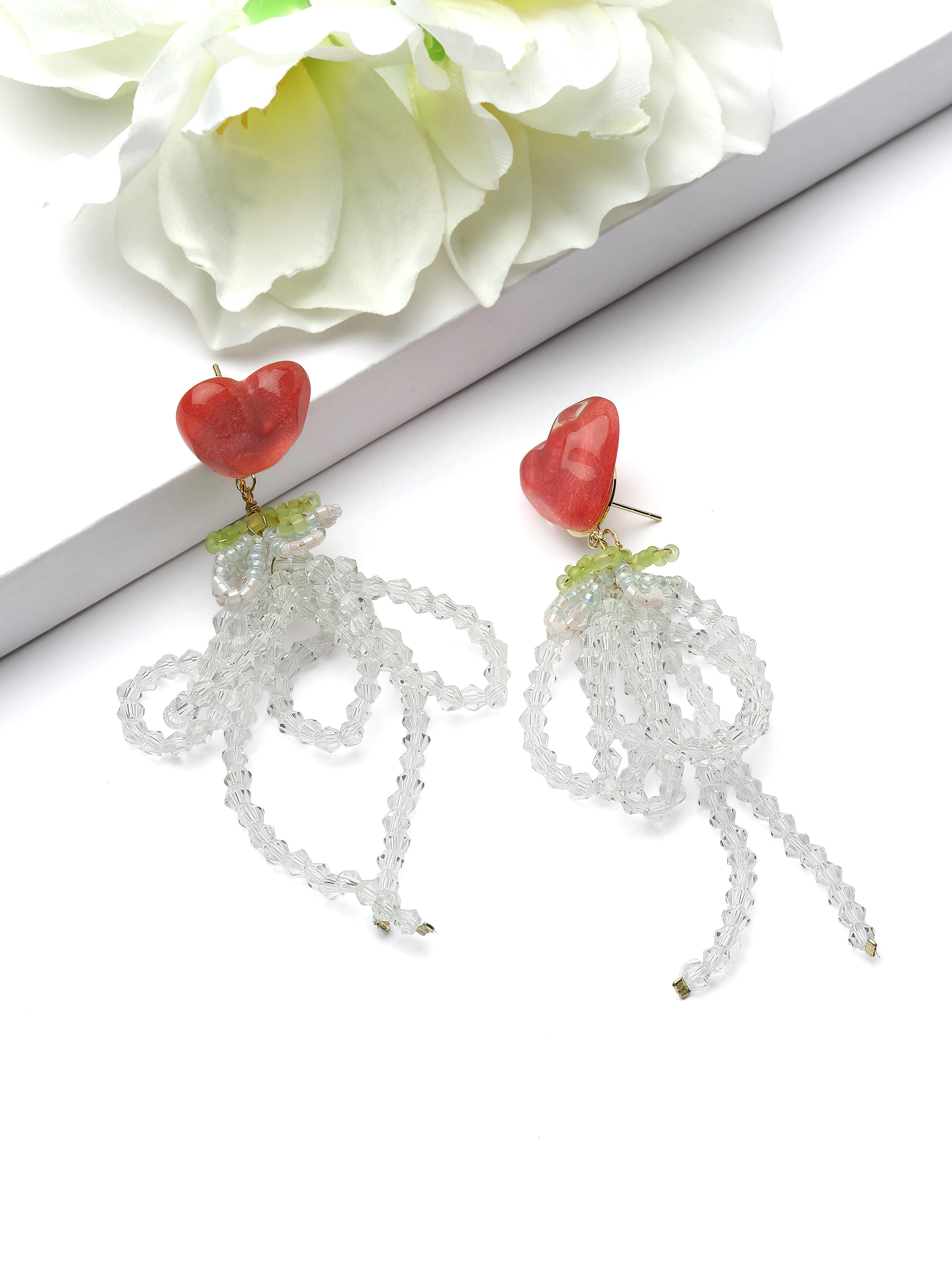 AGP PARIS Womens Heart Stone Drop Earrings