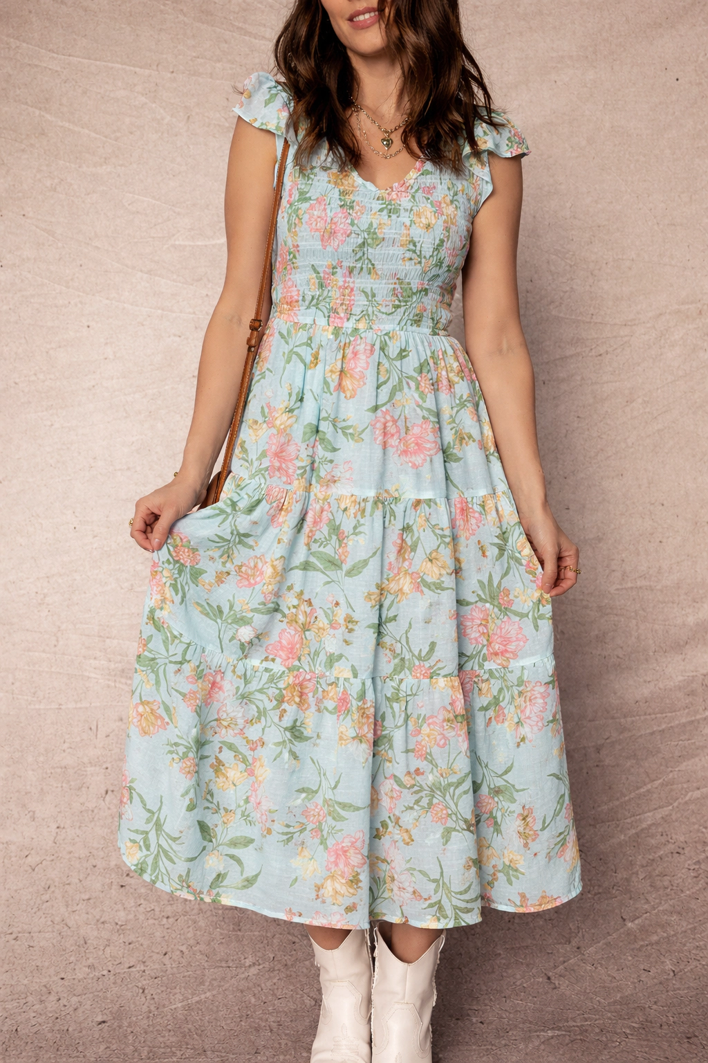 Threaded Pear Women's Alejandra Tiered Floral Maxi Dress