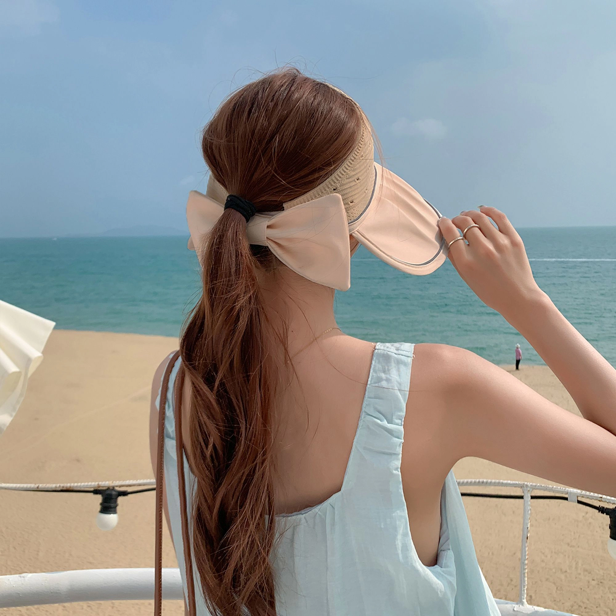 Anna-Kaci Women's Extra Wide Brim Sun Visor Hat Adjustable UV Protection Bow Detail Breathable Summer Beach Hat