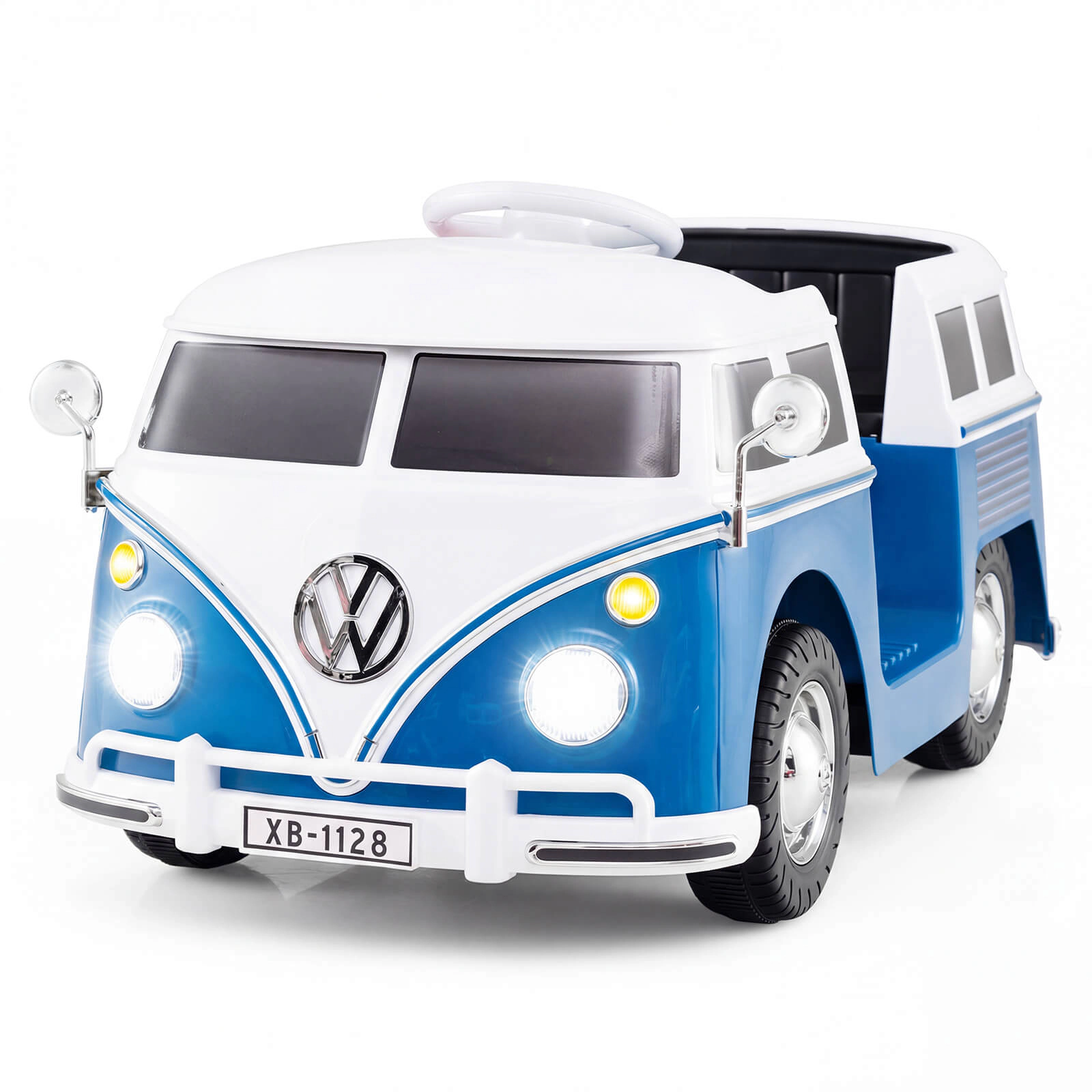 Costway 12V Licensed Volkswagen Ride-on Bus with Cup Holder, LED Headlights, Music & Horn Pink