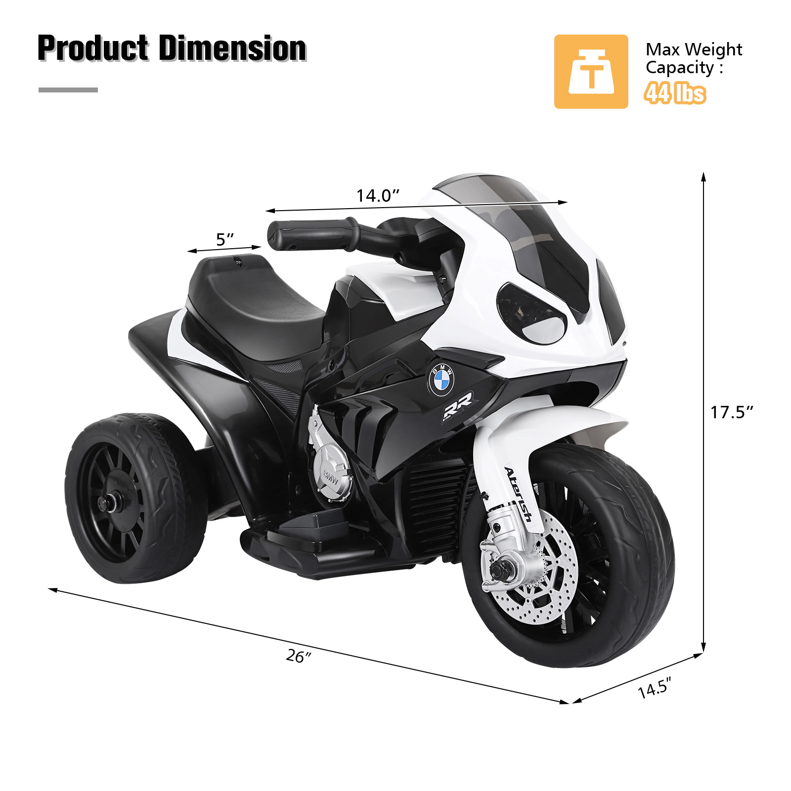 LJG 6V Kids 3 Wheels Riding BMW Licensed Electric Motorcycle