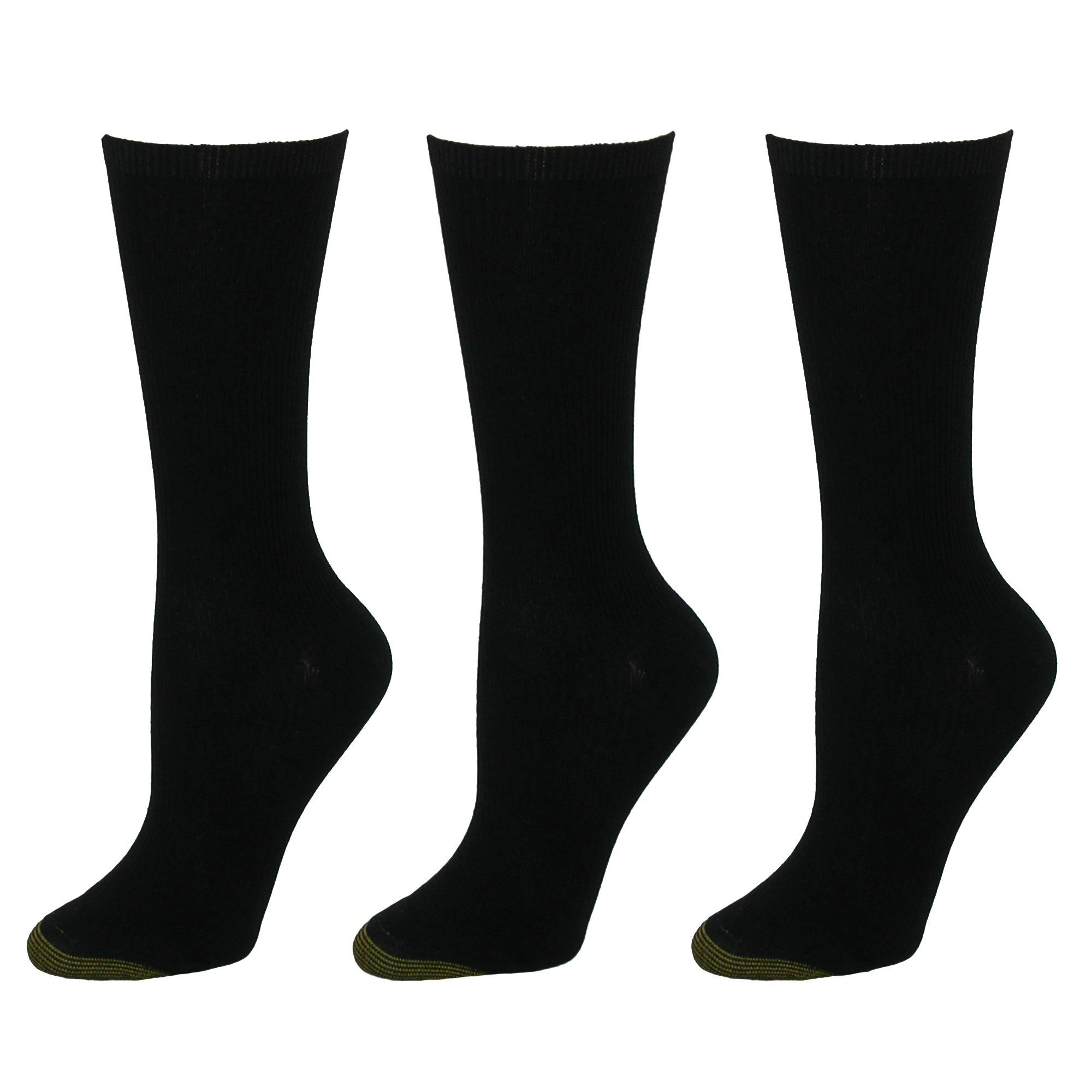 Gold Toe Women's Non Binding Ribbed Crew Socks (3 Pair Pack)