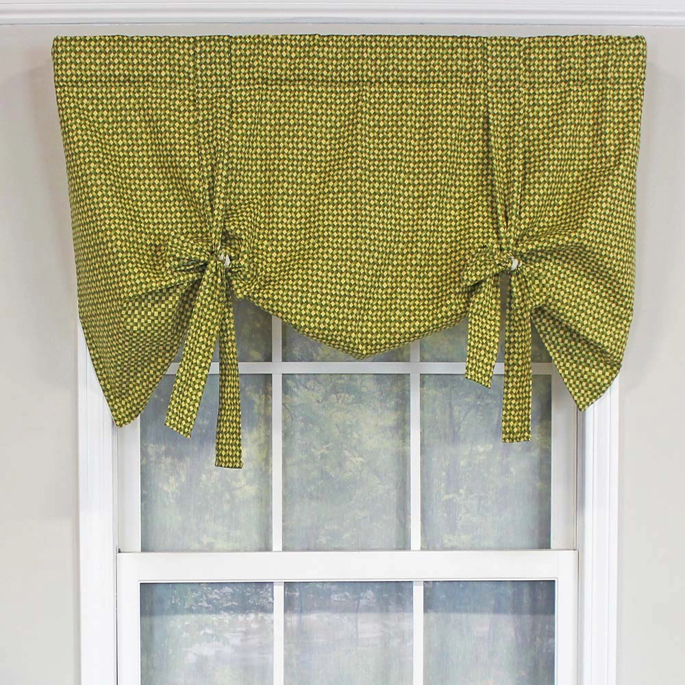 RLF HOME Cabana Trellis Tie-Up Bold Color and Design Window Valance 3" Rod Pocket 50" x 25" Kiwi Green