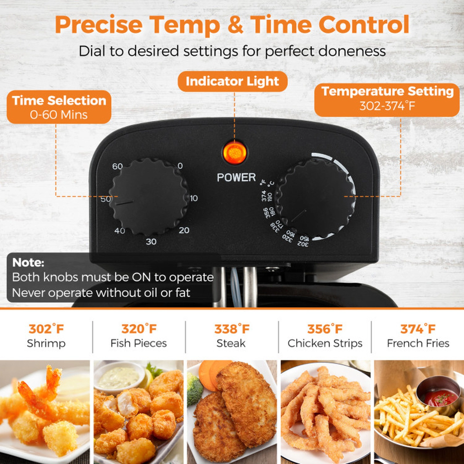 SUGIFT 1700W 3.2-qt Stainless Steel Electric Deep Fryer with Basket Lid Window and 60-Minute Timer