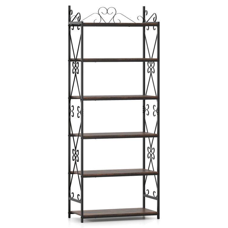 Hivvago 6-Tier Bookshelf Industrial Bookcase with 2 Anti-Tipping Kits and Metal Frame