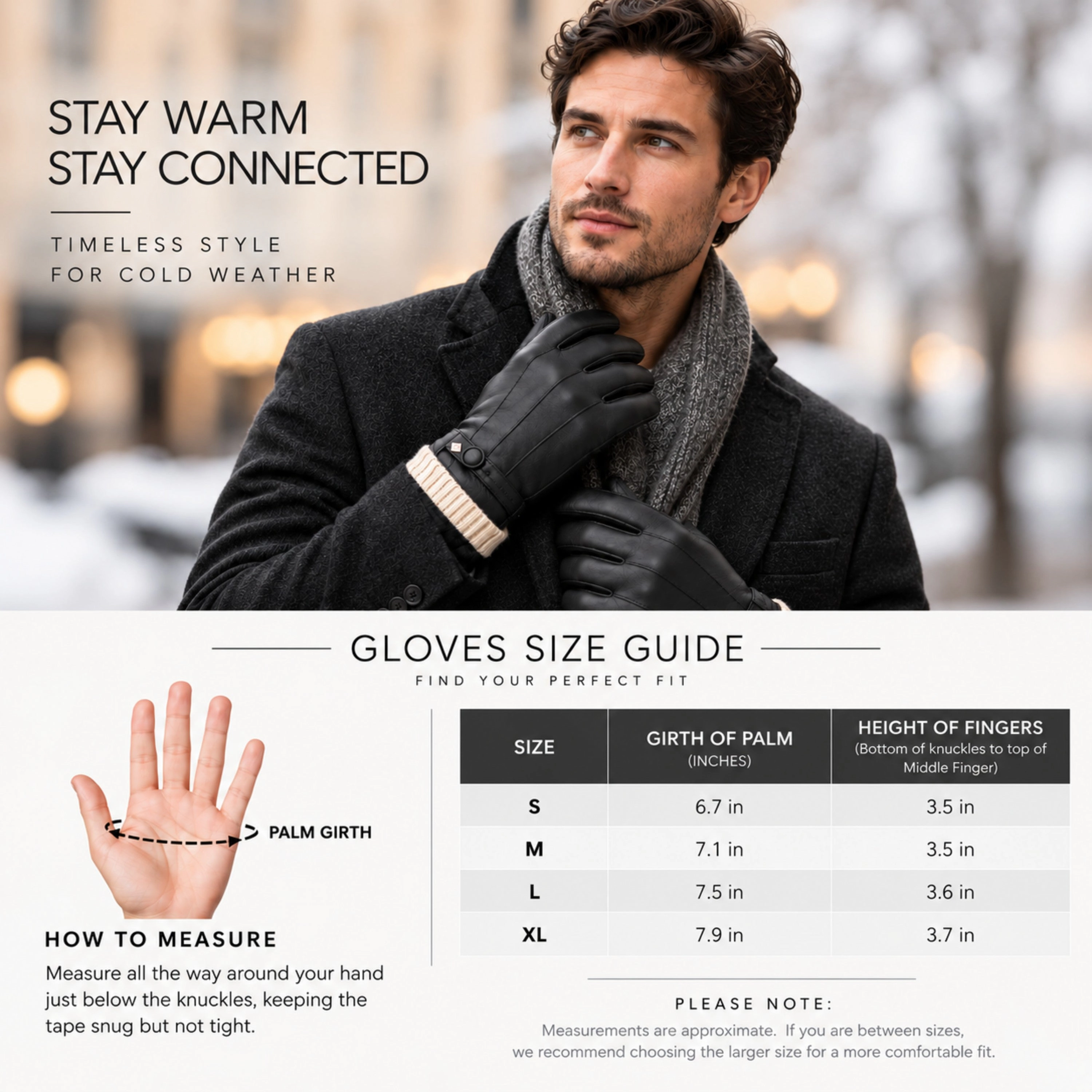 Gallery Seven Men's Touchscreen Lined Winter Gloves