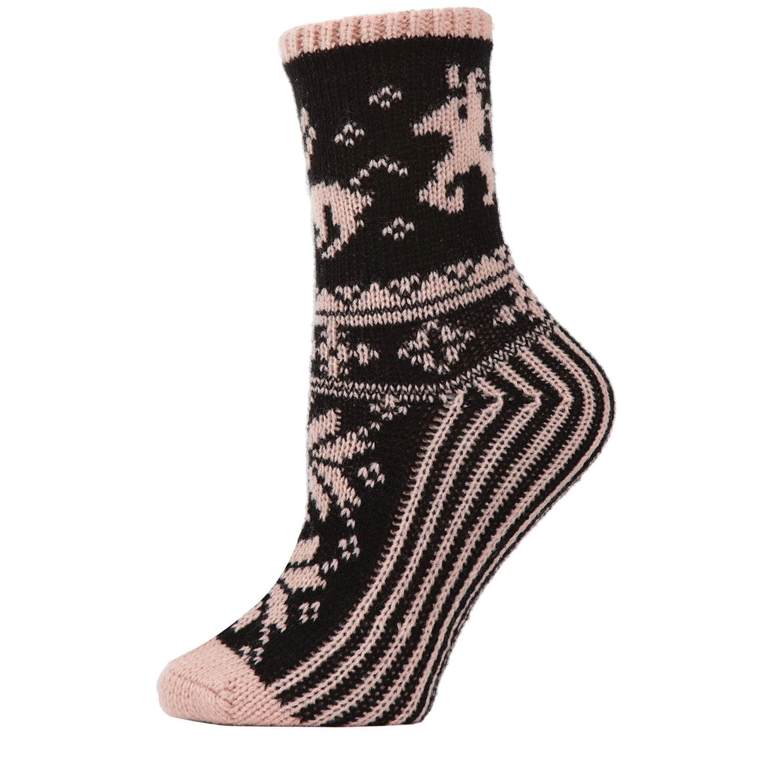 MeMoi Women's Embroidered Reindeer Sweater Knit Crew Socks