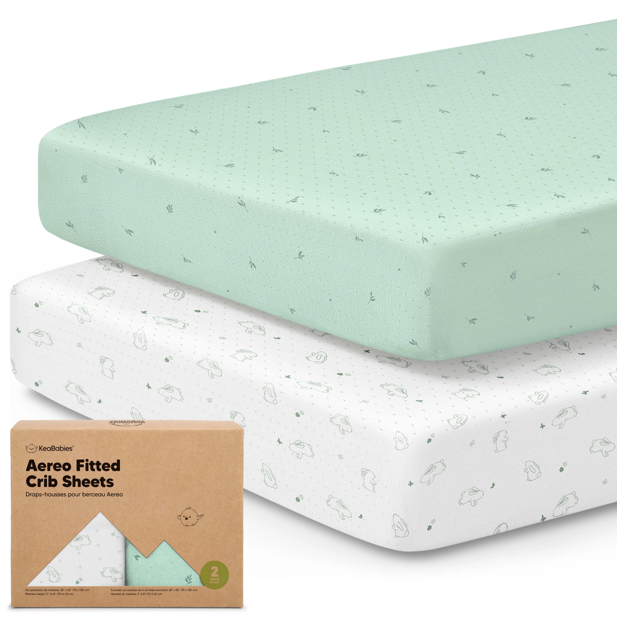 KeaBabies 2-Pack Aereo Fitted Crib Sheets