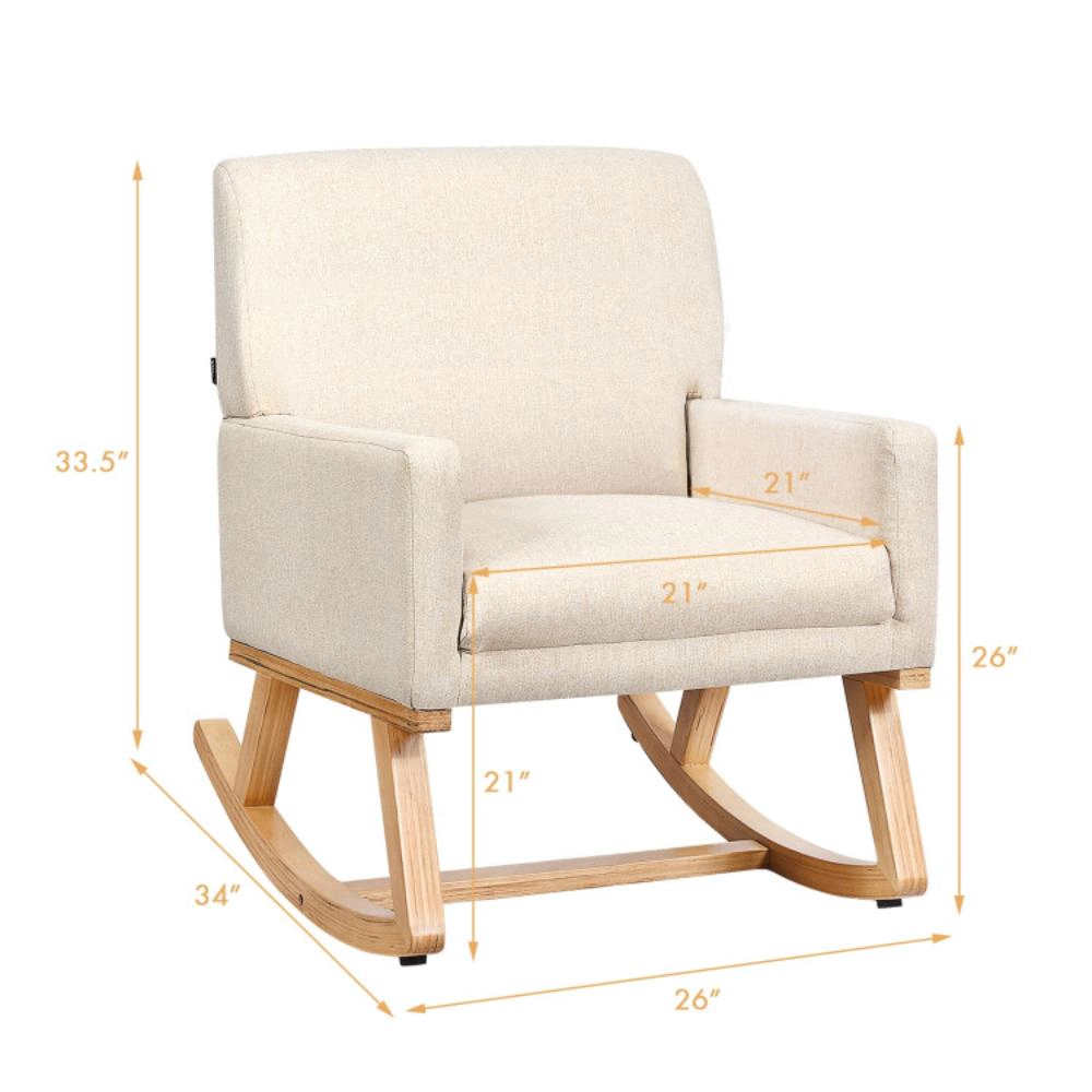 Hivvago Modern Upholstered Rocker Chair with Solid Wood Base