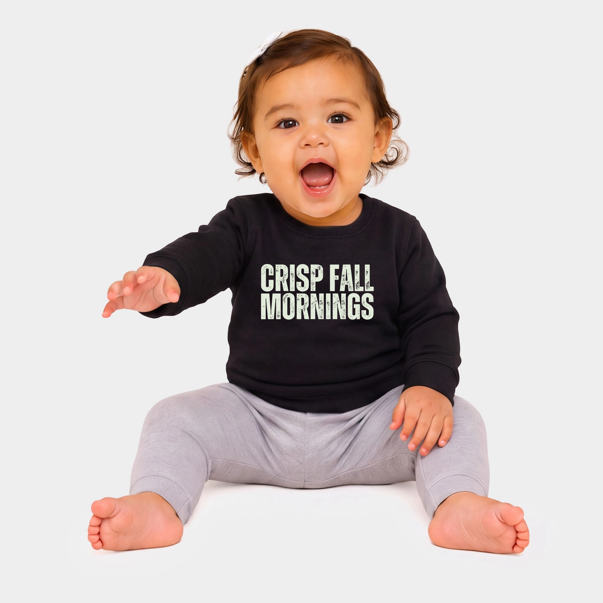 The Juniper Shop - Infant Crew Fleece Sweatshirt Crisp Fall Mornings Distressed
