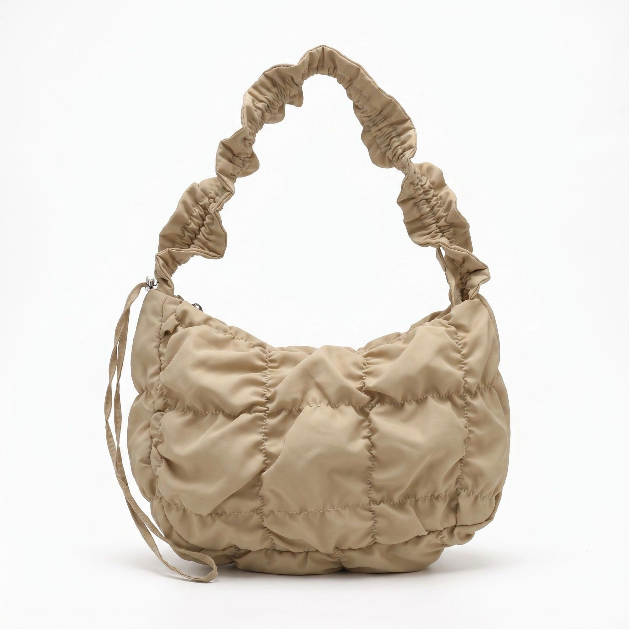 Alilang Women's Ruched Puffer Shoulder Bag with Gathered Strap and Top Zipper Closure 10.5x8.5x3in