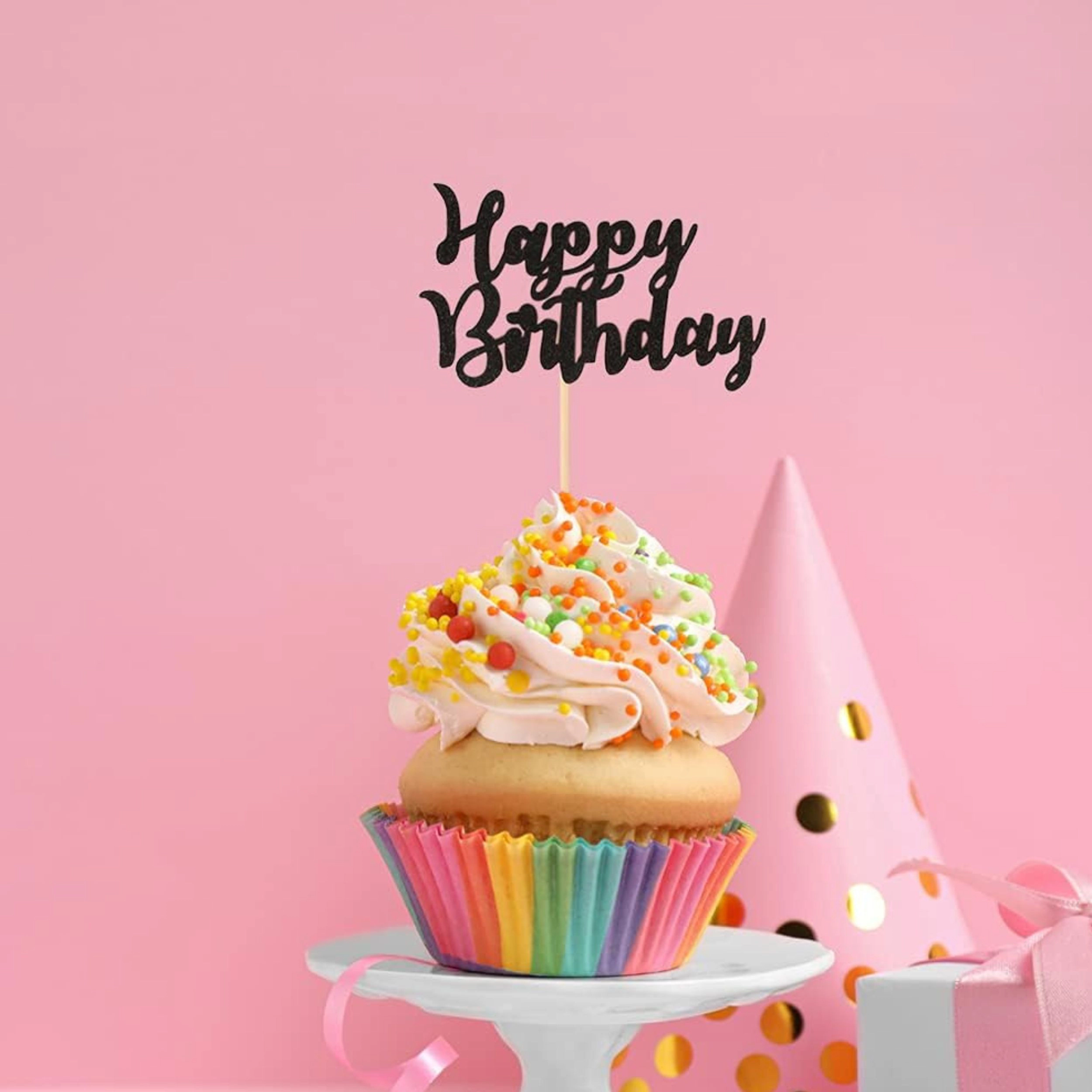 Stock Preferred Pack of 24 Happy Birthday Cupcake Toppers and Cake Picks Party Decorations