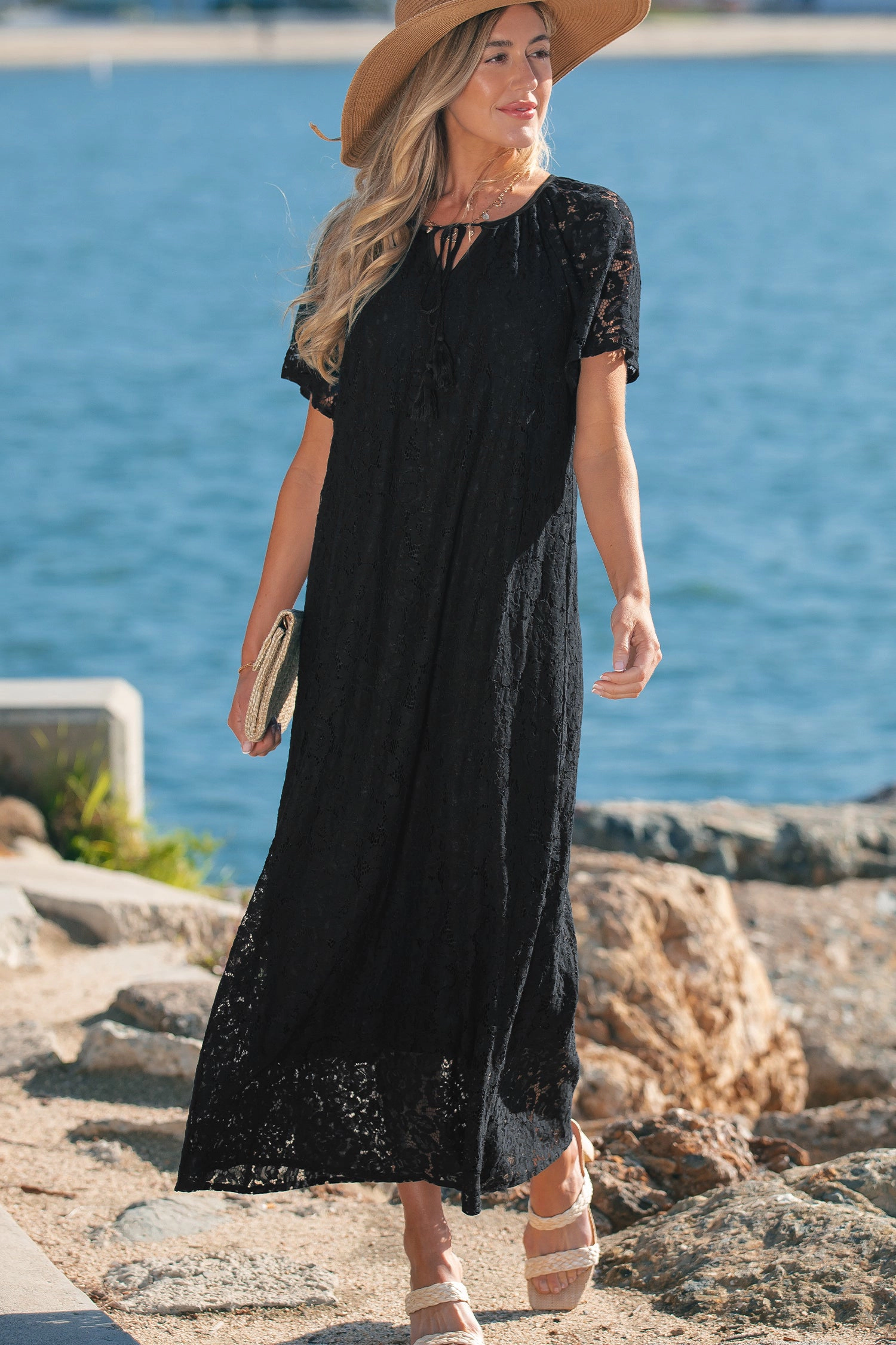Threaded Pear Womens Keziah Vacation Loose Maxi Dress