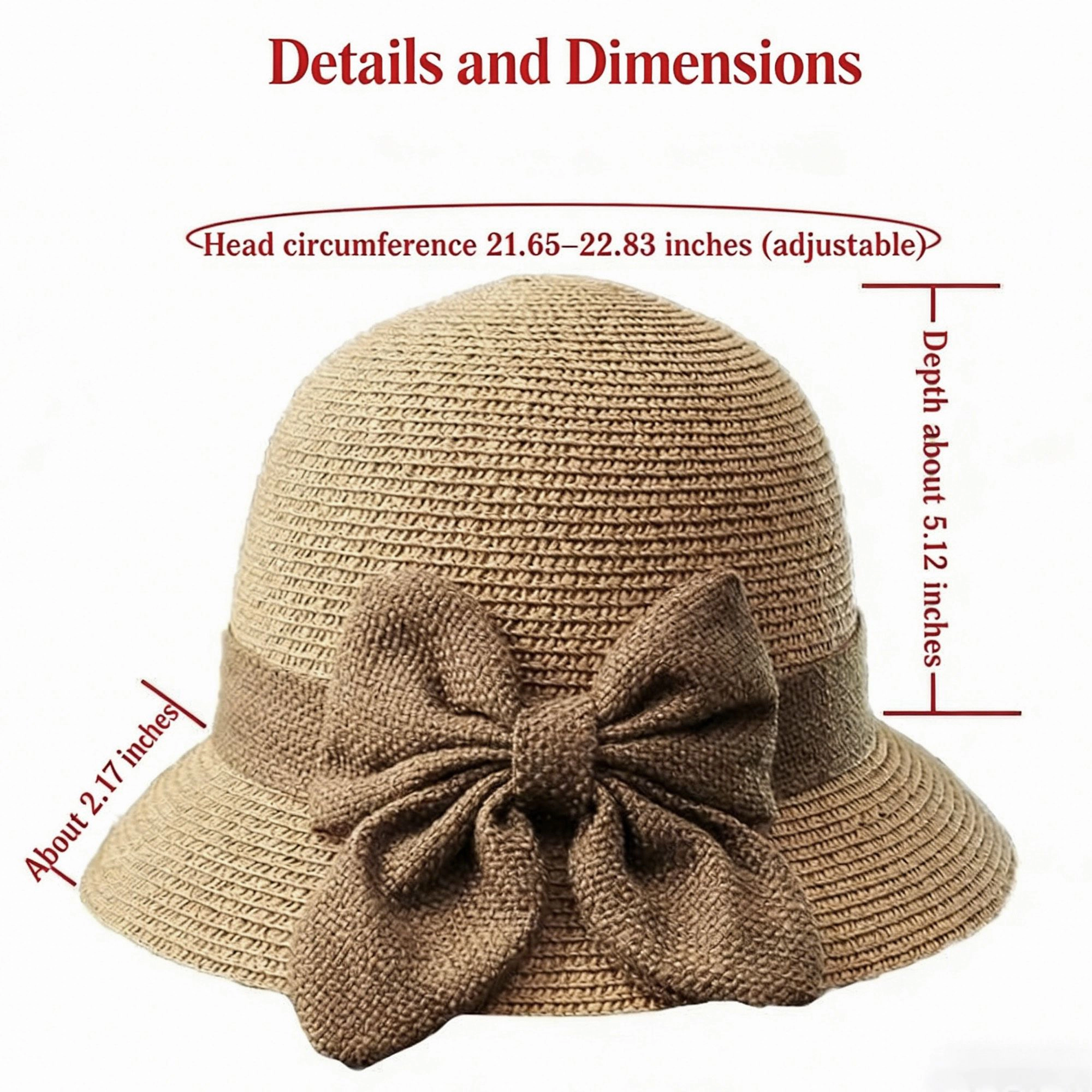 Anna-Kaci Womens Straw Cloche Sun Hat with Wide Brim and Decorative Bow