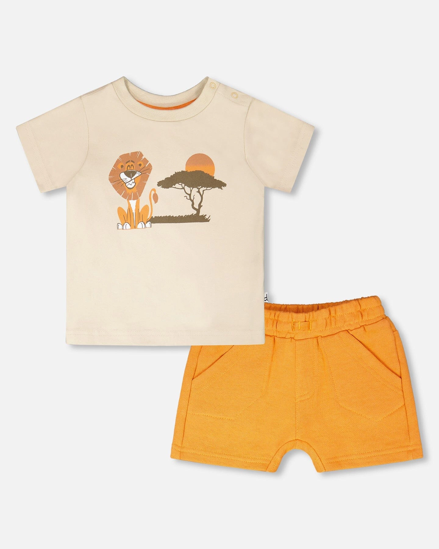 Deux par Boys Organic Cotton Lion Print T-Shirt and Shorts Set
