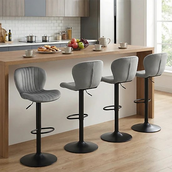LJG Adjustable Counter Height Chairs Set of 2 with Velvet Upholstered Backrests